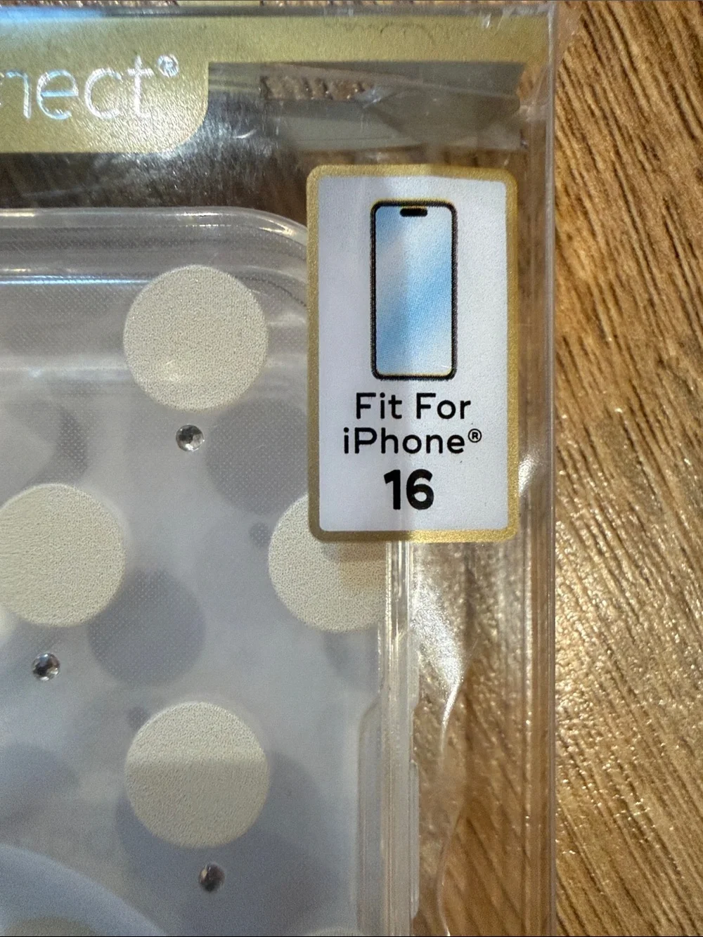 Clear Polka Dot iPhone 16 Case - White/Gold Dots